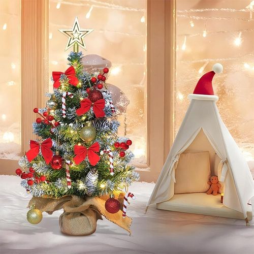 MAŁA SZTUCZNA CHOINKA 60 CM DO DEKORACJI STOŁU Z OŚWIETLENIEM LED na Arena.pl