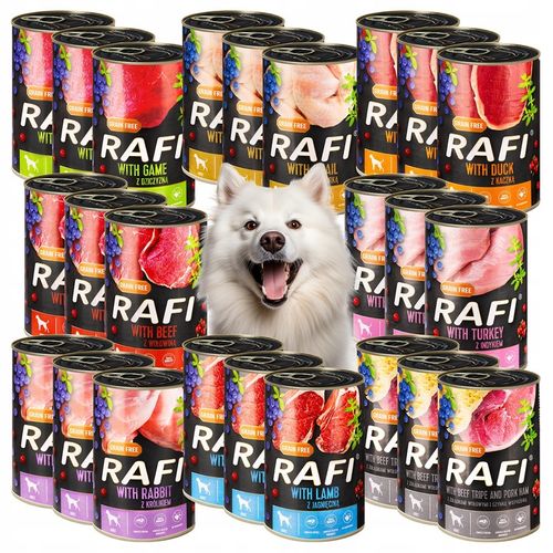 MOKRA KARMA DOLINA NOTECI RAFI ADULT BEZ ZBÓŻ PUSZKA MIX SMAKÓW 24 x 400G na Arena.pl