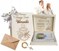 Biblia Pismo Święte Pamiątka Komunii PREZENT na Komunię + Grawer w pudełku