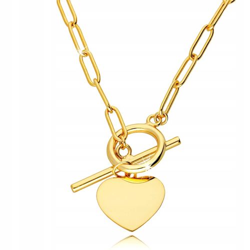 Złoty Naszyjnik srebro 925 Łańcuch grube Ogniwa Serce Przetyk na Arena.pl