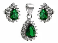 Komplet łezka z szmaragdową cyrkonią z0579