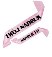 Szarfa jasnoróżowa z Twoim nadrukiem w kolorze czarnym - przód + tył