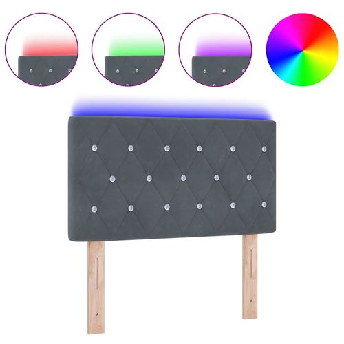 Wezgłowie LED Ze LED Lights Argyle ciemno szary 80 cm Aksamit na Arena.pl