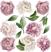 Naklejka na ścianę purpurowe PIWONIE peonie kwiaty S