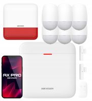 Zestaw Alarmowy WiFi Hikvision 6x Czujka PIR 2x Kontaktron Syrena Zewn.