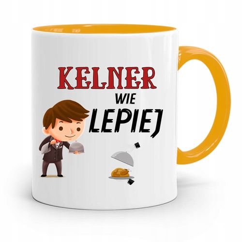 Dla Kelnera Kubek Żółty Kelner Wie Lepiej Prezent Z Nadrukiem Ze Zdjęciem na Arena.pl