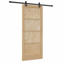 Drzwi przesuwne Naturalny i czarny 86 x 198.5 cm