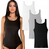 3x TOP BLUZKA KOSZULKA elastyczna PRĄŻKOWANA #L/XL
