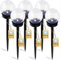 6x LAMPA OGRODOWA LED KULKA SOLARNA KULA OZDOBNA WBIJANA SZPIKULEC