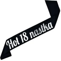 Hot 18 nastka - czarna szarfa ze srebrnym nadrukiem