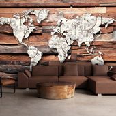 Fototapeta - Mapa na drewnie 300x210