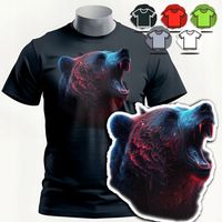 KOSZULKA T-SHIRT MĘSKI WZORY DO WYBORU - NIEDŹWIEDŹ MIŚ ZWIERZE DZIK - XS