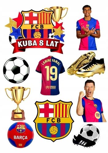 WYDRUK CUKROWY FC BARCELONA YAMAL LEWANDOWSKI DEKORACJA CUKROWA MASA TEKST na Arena.pl