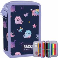 BACKUP PIÓRNIK SZKOLNY TRZYKOMOROWY WYPOSAŻENIE KREDKI PISAKI NEON 3D