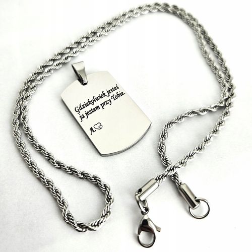 ZESTAW Srebrny nieśmiertelnik z grawerunkiem + łańcuszek srebrny 55cm WZORY na Arena.pl