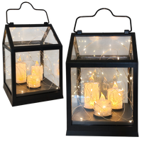 LAMPION Z 3 ŚWIECZKAMI LED NA BATERIE CMENTARZ GRÓB DEKORACYJNY LATARENKA