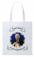 Śmieszny Pis Kaczyński Torba Eco Biała Shopper Z Nadrukiem Ze Zdjęciem
