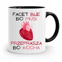 Kubek Czarny Dla Chłopaka Przeprasza Bo Kocha Z Nadrukiem Ze Zdjęciem