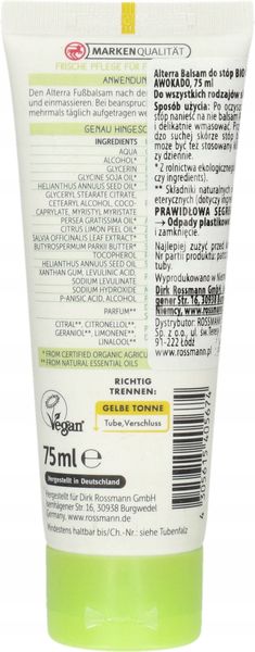 ALTERRA BALSAM DO STÓP BIO OLEJ AWOKADO 75 ML zdjęcie 2