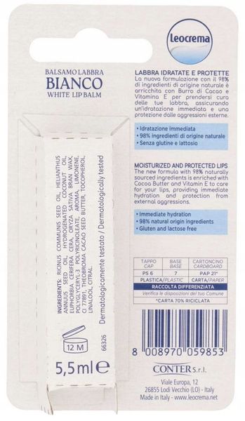 Leocrema Pomadka Do Ust Bianco zdjęcie 2
