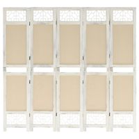 Parawan 5-panelowy, kremowy, 175 x 165 cm, tkanina