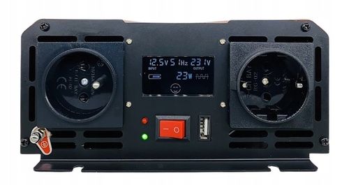 PRZETWORNICA NAPIĘCIA MAXIMUS 12V 230V 2000VA 1000W CZYSTY SINUS QC 3.0 LCD na Arena.pl