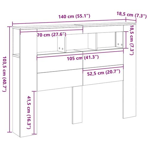 Wezgłowie LED z półką Czarny dąb 140 x 18,5 x 103,5 cm na Arena.pl