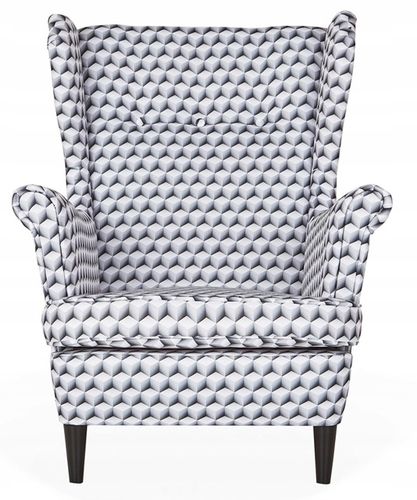 Fotel uszak ARI PRINT skandynawski  patchwork czarno biały na Arena.pl