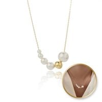 naszyjnik stal szlachetna pozłacana 14k złotem, perły nst2171