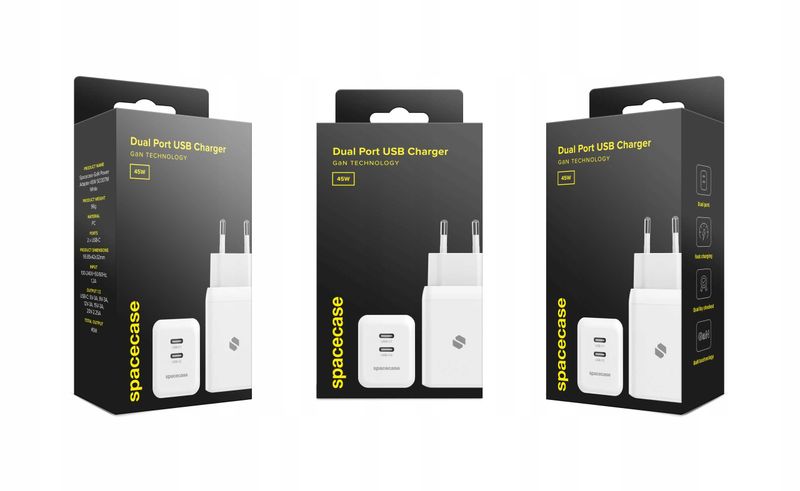 Spacecase Usb Charger 45W Gan Sc007W White zdjęcie 16