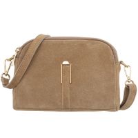 VERA PELLE torebka damska zamszowa listonoszka z paskiem V712 beżowa