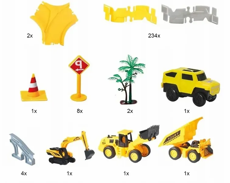 Kolejka Tor Samochodowy Auta Budowlane 255 elementów zdjęcie 3