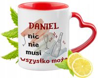 Dla Daniela Kubek Czerwony Z Uszkiem W Kształcie Serca Na Prezent