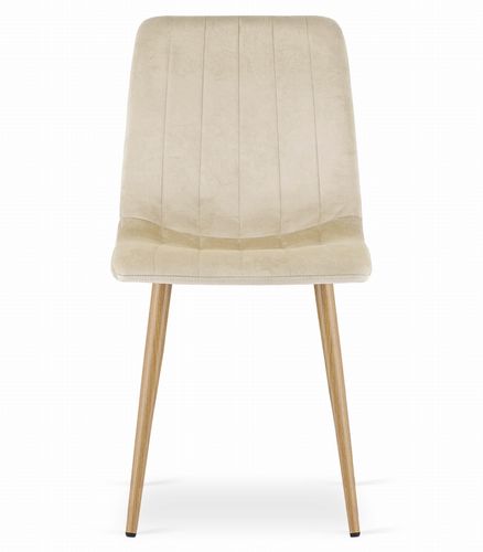 Krzesło LAVA - jasny beż aksamit / nogi kolor drewna x 4 na Arena.pl