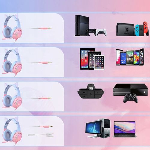 ONIKUMA K9 KOCIE USZY SŁUCHAWKI GAMINGOWE NAUSZNE PRZEWODOWE Z MIKROFONEM na Arena.pl