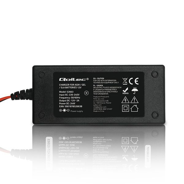 Qoltec Prostownik 12V 2A do AGM/GEL/STD zdjęcie 3