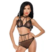 me-seduce dotty dwuczęściowy zestaw bielizny czarny s/m
