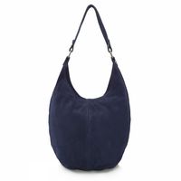 VERA PELLE torebka skórzana zamszowa worek na ramię V058 granatowa
