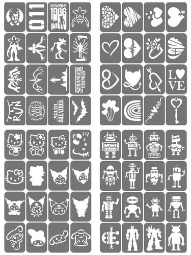 Szablony do tatuaży brokatowych, Tatuaże brokatowe - mix 50 sztuk na Arena.pl