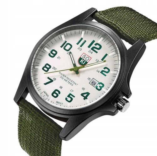 ZEGAREK MĘSKI ZIELONY PASEK PARCIANY Army SOKI Wojskowy na Arena.pl