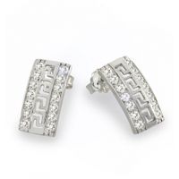 SREBRNE KOLCZYKI WZÓR GRECKI NA SZTYFT Z CYRKONIAMI PRÓBA SREBRA 925