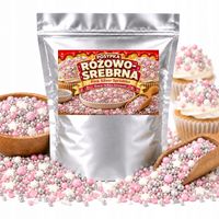 POSYPKA CUKROWA RÓŻOWO-SREBRNA DO TORTÓW BABECZEK MUFFINEK DESERÓW 25G