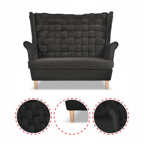 Zestaw wypoczynkowy Carol sofa fotele pufy paski grafitowy na Arena.pl