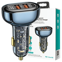 usams ład. sam. 2xusb+1xusb-c 125wfast charge transparent blue