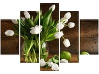 105CM 150CM OBRAZ 5 ELEM ŚNIEŻNOBIAŁE TULIPANY DRUK