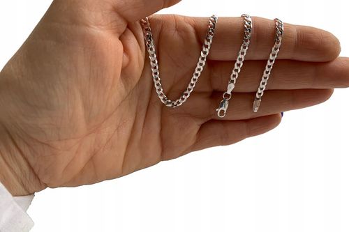 SREBRNY MĘSKI ŁAŃCUSZEK PANCERKA 035/55cm SREBRO 925 pełne DIAMENTOWANE na Arena.pl
