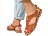 SANDAŁY DAMSKIE NA OZDOBNEJ PŁASKIEJ PODESZWIE Z MODNĄ OZDOBĄ LEKKIE r 41