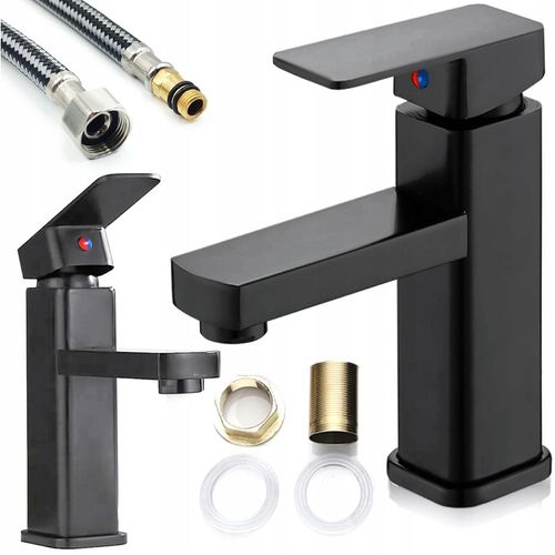 CZARNA BATERIA UMYWALKOWA STOJĄCA ŁAZIENKOWA CUBIC LOFT KRAN DO UMYWALKI na Arena.pl