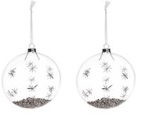 Kpl. 2 bombek szklanych płaskich ze srebrnymi opiłkami