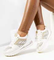 Beżowe buty sportowe gruba podeszwa sznurowane Aloisia 38